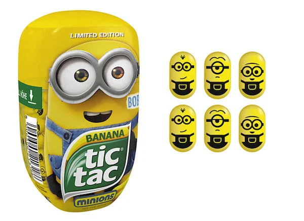 Banana Tic Tac limited edition Minions package with Minion-face candies