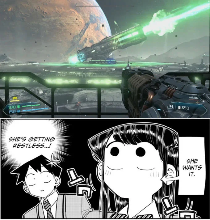 Komi Can't Communicate — Halo screenshot paired with Komi she wants it manga panel meme