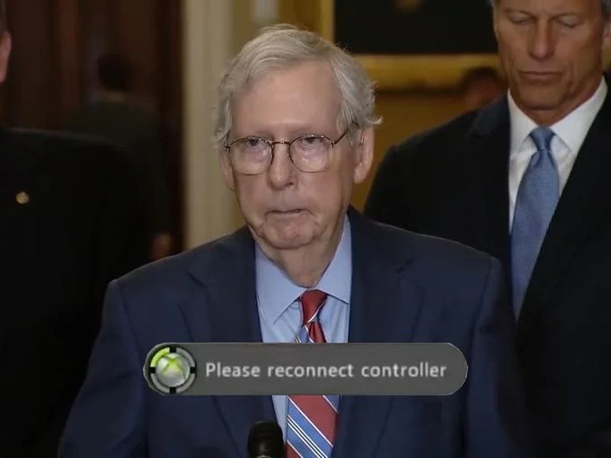 Mitch Mcconnell Freeze At Press Conference — Twitter screenshot of jon hendren making a crude joke about McConnell's freeze