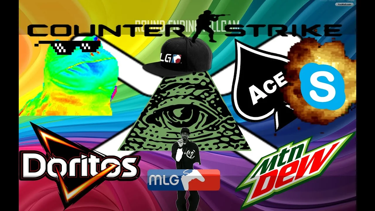 MLG Montage Parodies Counter-Strike with Doritos, Mountain Dew logos and all-seeing eye symbol