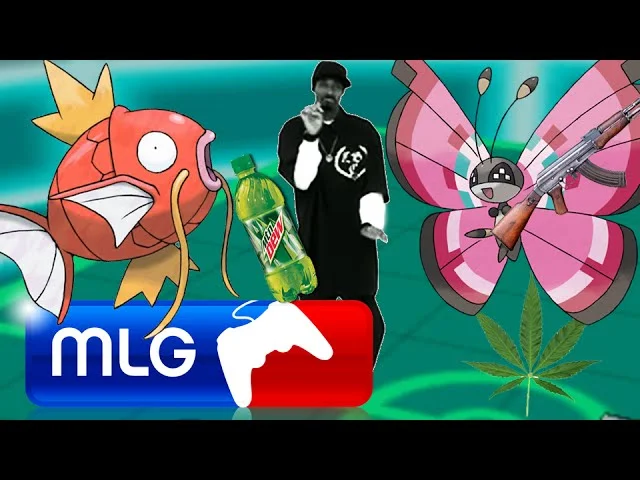 MLG Montage Parodies meme with colorful chaos, MLG logo, cartoon characters and surreal elements
