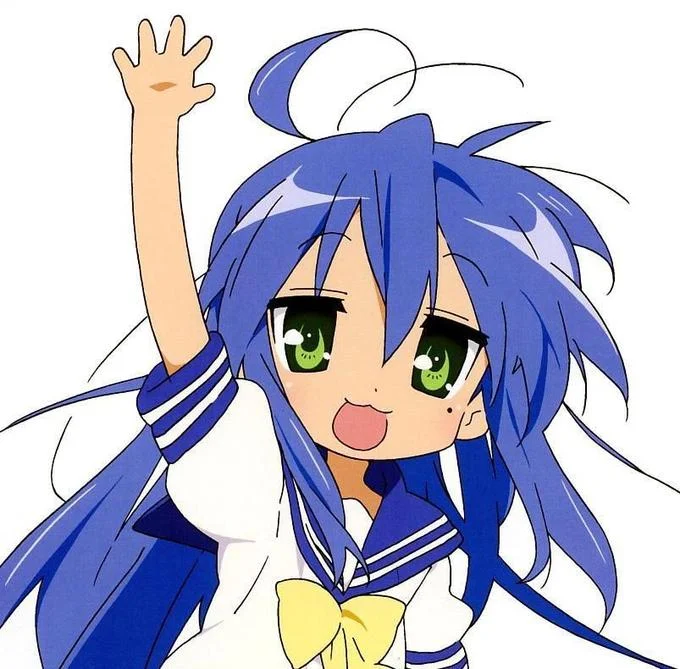 Moetron — Izumi Konata from Lucky Star waving in her school sailor uniform