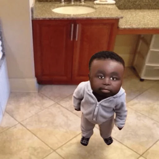 The original "meme":https://knowyourmeme.com/memes/memes showing Montgomery Swizzenbocher III standing in a kitchen and looking up at the viewer, seen wearing
