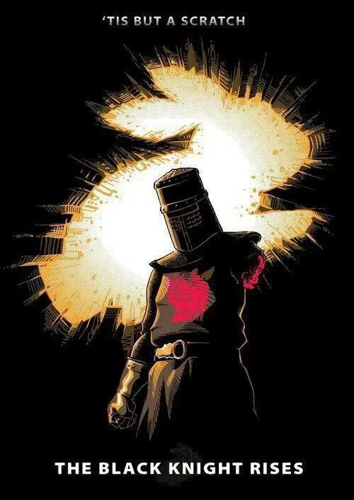 Monty Python — Black Knight poster parody with 'Tis but a scratch' text