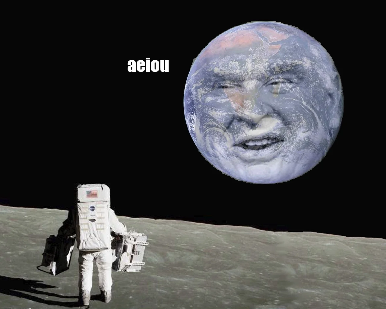 Moonbase Alpha Text to Speech — Moonbase Alpha astronaut avatar with 'AEIOU tries to sing himself to sleep' caption