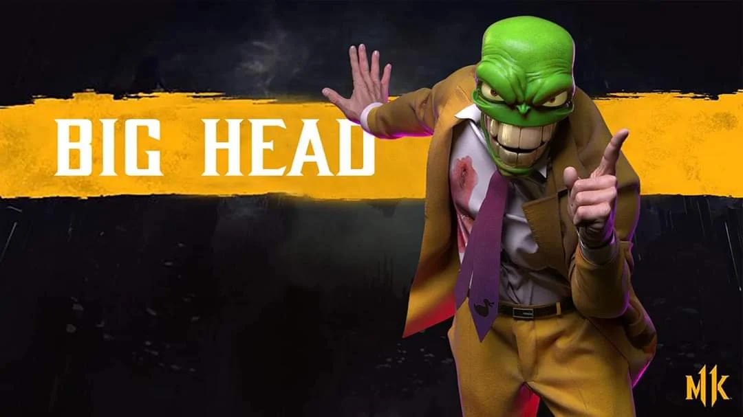 Mortal Kombat 11 'Big Head' character splash card parodying The Mask