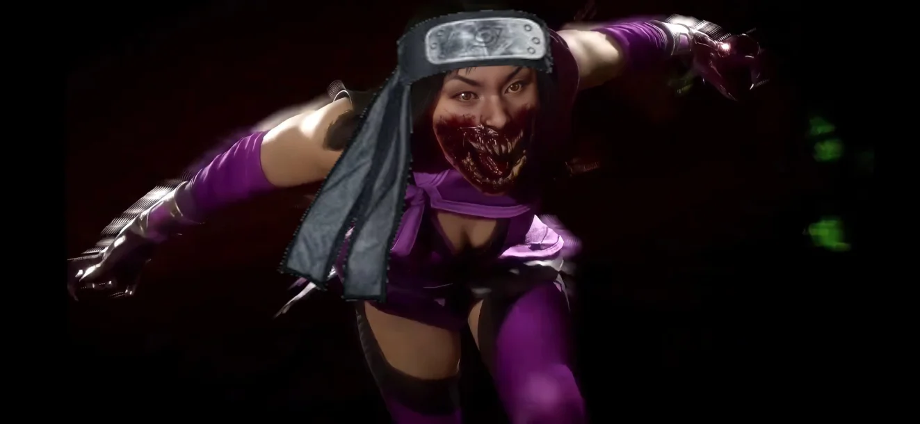 Mileena lunging with exposed teeth in Mortal Kombat 11 Ultimate