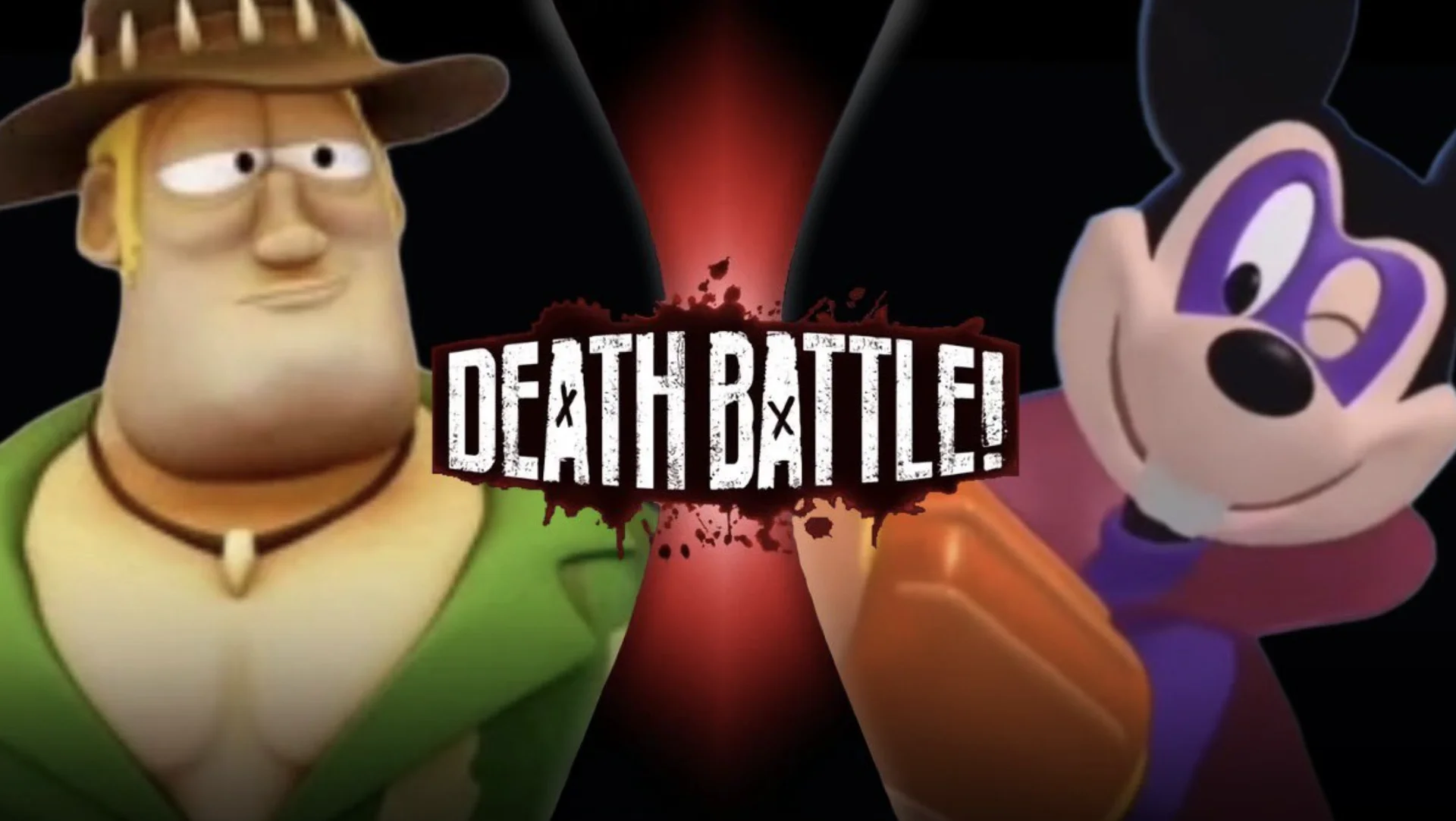 Mortimer Mouse's "Ha Cha Cha" — Death Battle matchup graphic featuring Mortimer Mouse with his orange gauntlet versus another cartoon character