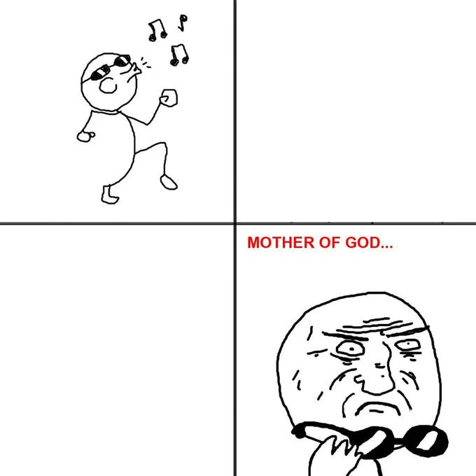 Rage comic with McDonald's logo and Mother of God reaction face