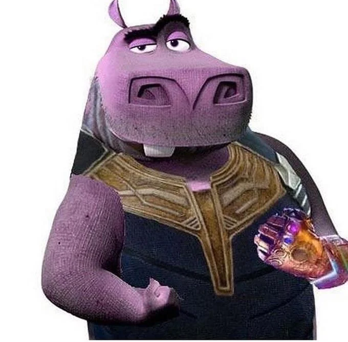 Moto Moto edited as Thanos wearing the Infinity Gauntlet