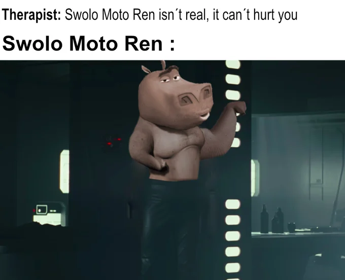 Swolo Moto Ren meme mashup of Moto Moto and shirtless Kylo Ren