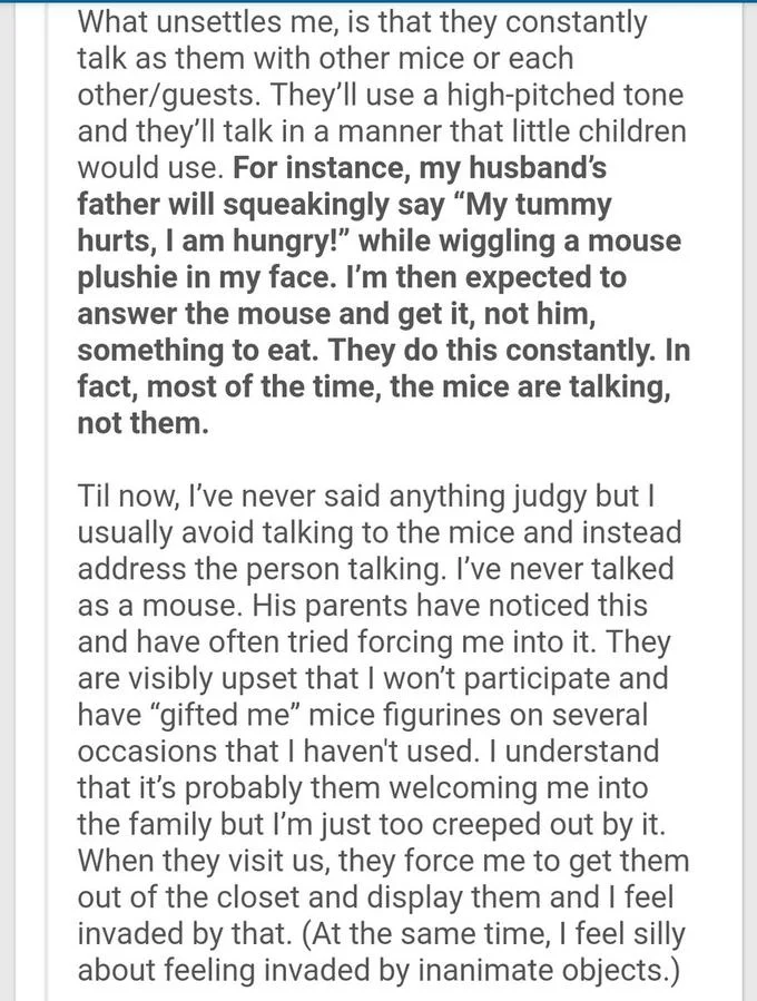 Mouse Figurine In Laws Story — Screenshot of the second part of the in-laws mouse figurine Reddit post