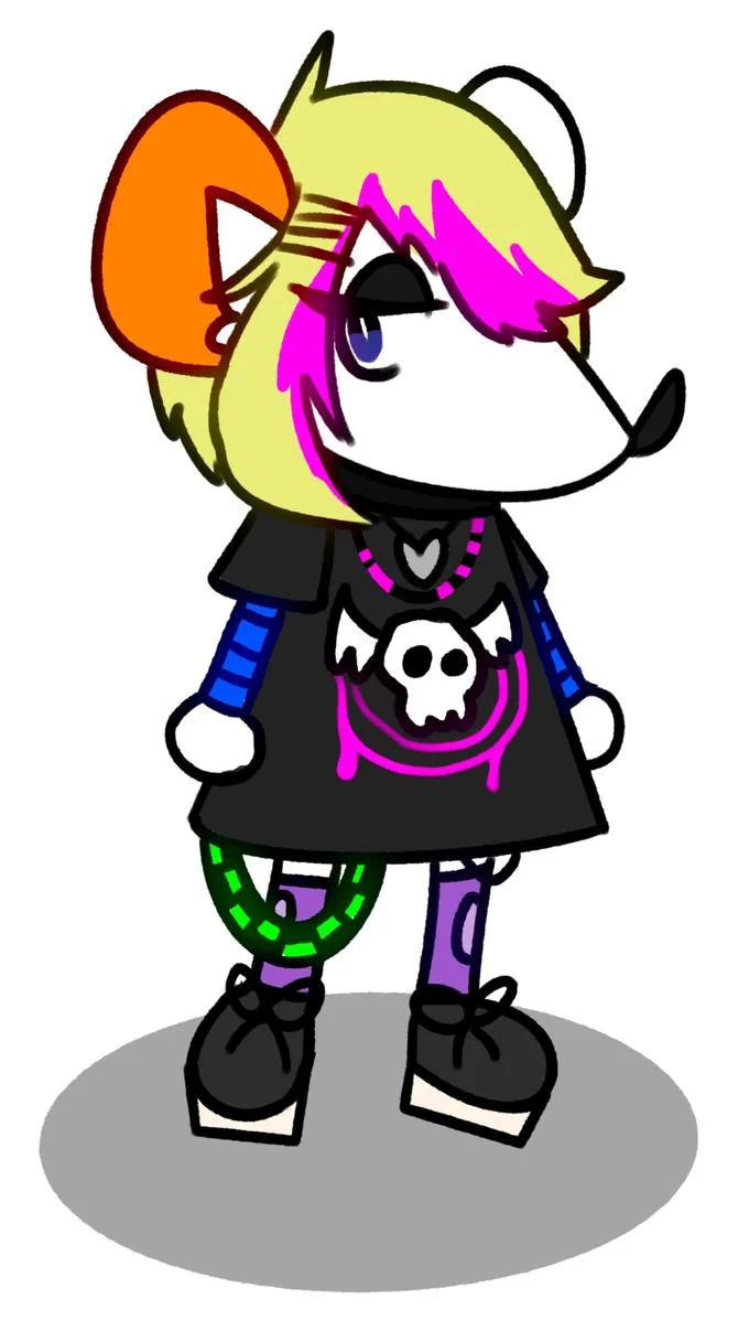 Standalone character illustration of Moushley in orange and white outfit with colorful accents.