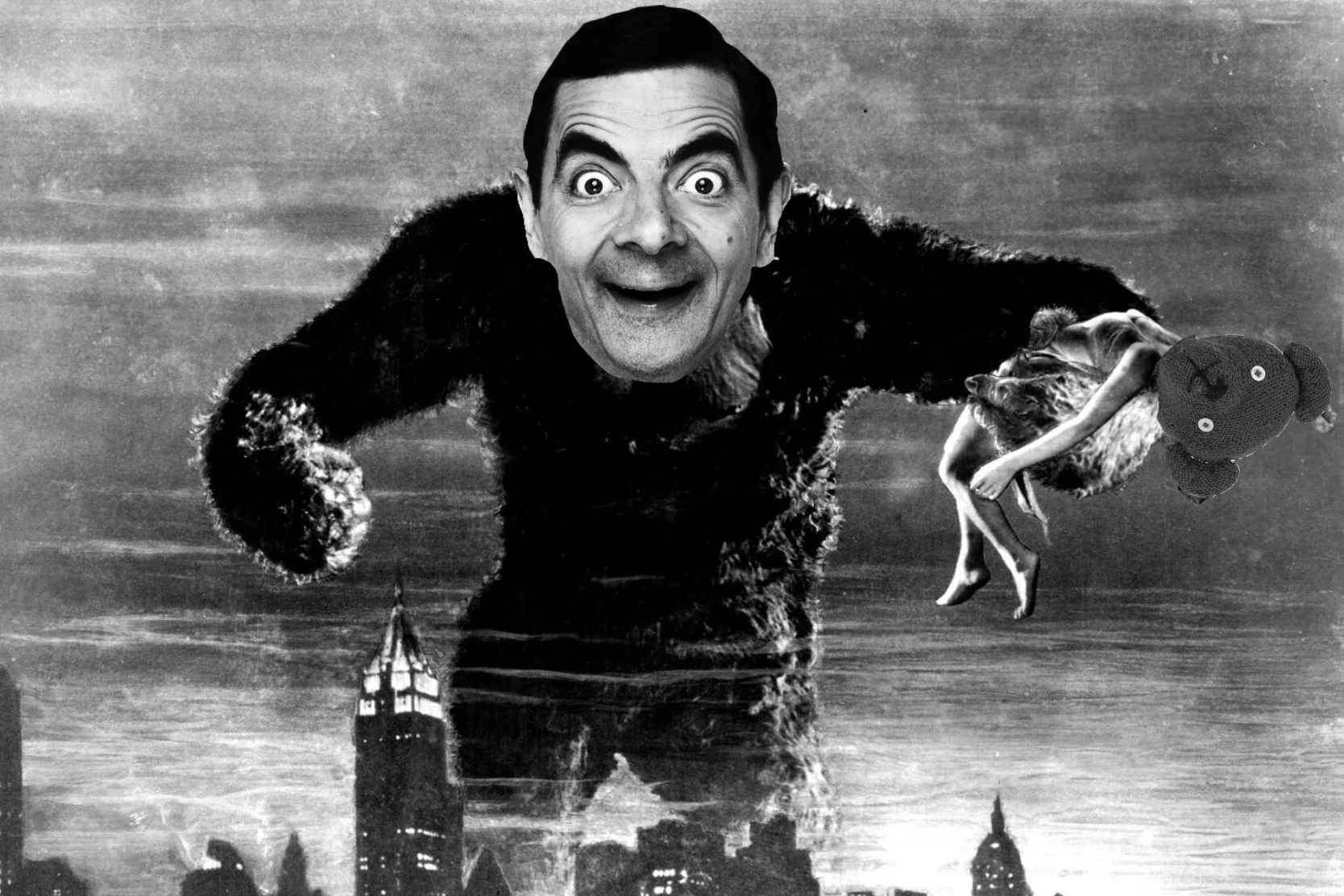 Fake Godzilla vs Kong vs Mr. Bean movie poster