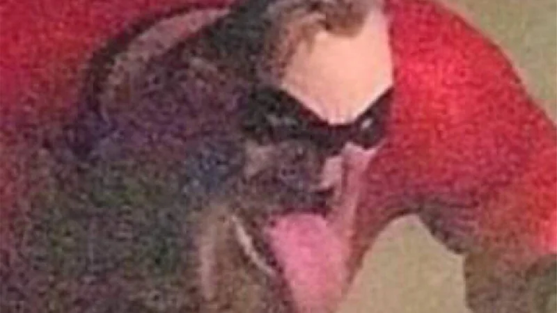 Mr. Incredible's Tongue — Blurry photo of Mr. Incredible cosplayer bending down with tongue out