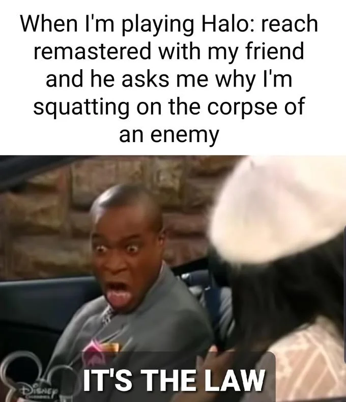 Mr. Moseby Driving Lesson — Halo Reach meme using Mr. Moseby's shocked face with the caption 'IT'S THE LAW'
