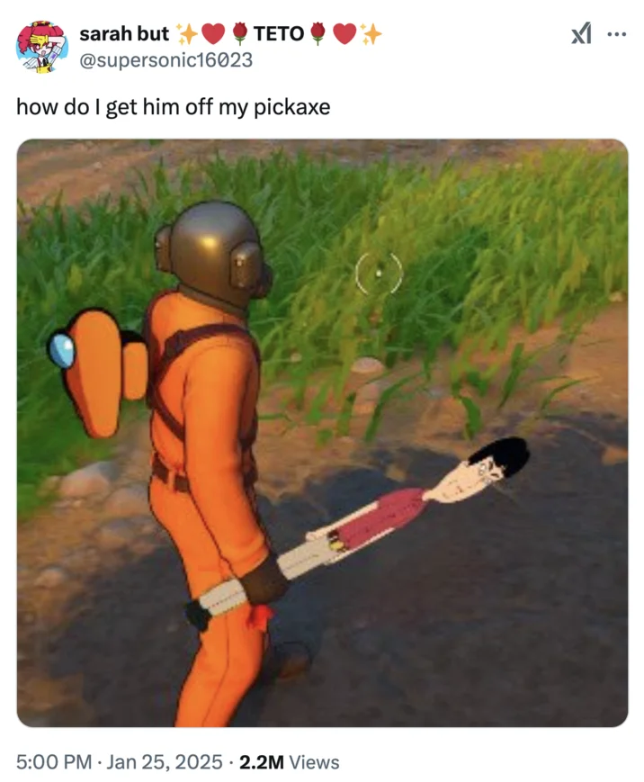 Mr Washee Washee How Do I Get Him Off — Fortnite screenshot with Mr. Washee Washee shaped as a pickaxe weapon
