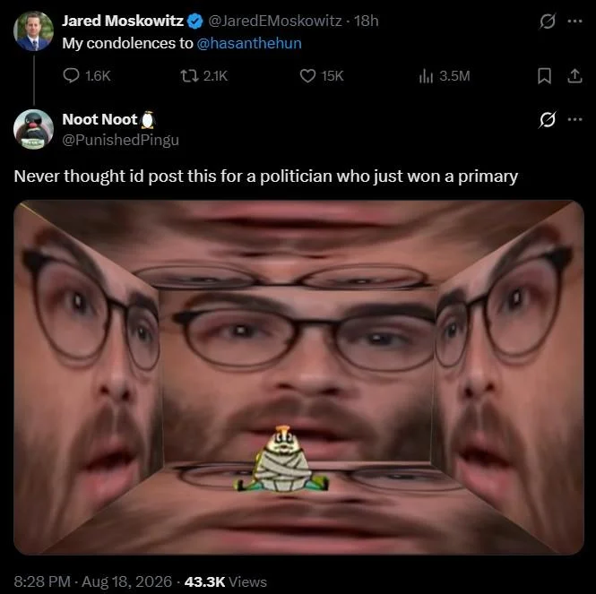 Mrs Puff In A Padded Room — Tweet using an edited padded-room meme with Hasan Piker faces around Mrs. Puff to react to a politician's condolences
