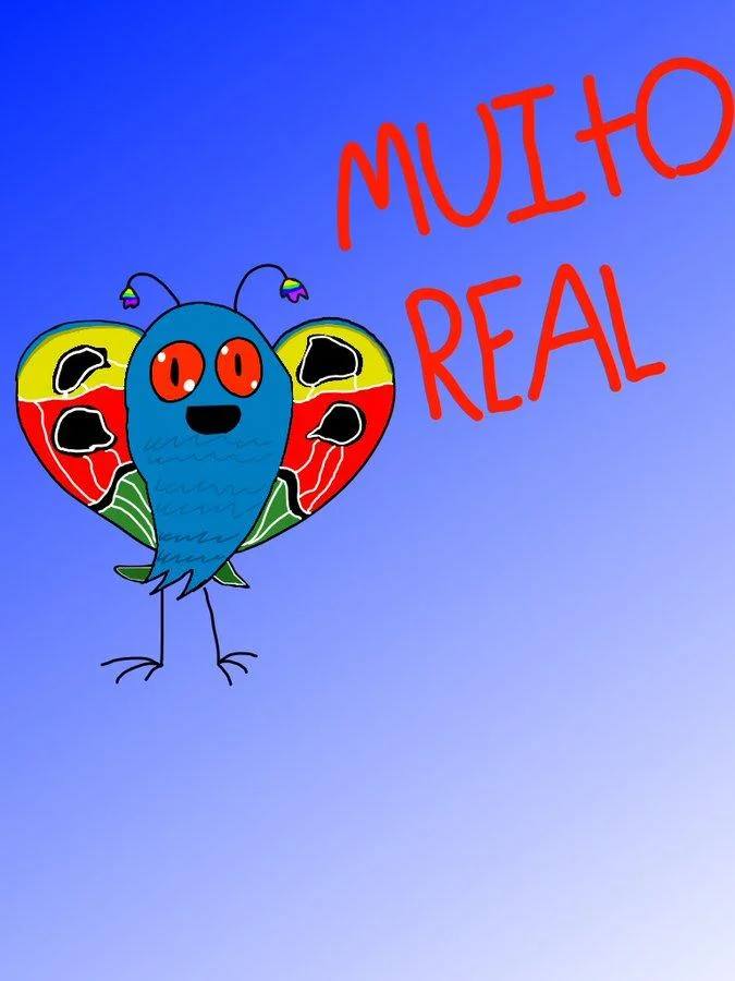Amateur MS Paint-style drawing of Mothman labeled Muito Real