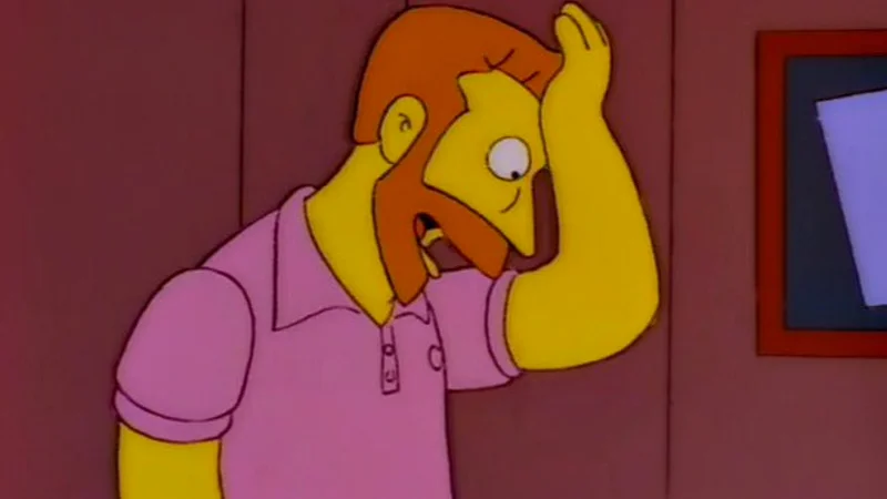 My Goodness Why Didn't I Think of That — Hank Scorpio from The Simpsons holding forehead in a moment of mock realization