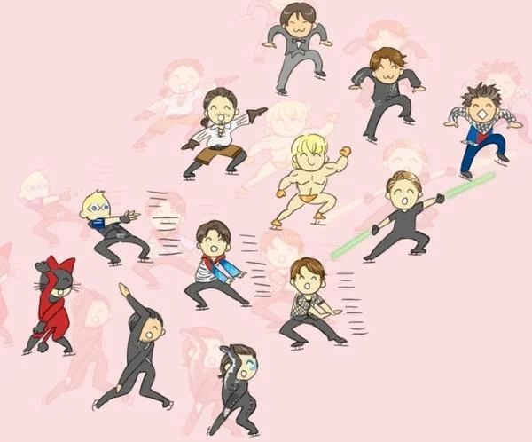 My Life Is Over — Anime fan art collage with multiple exaggerated character poses on pink background.
