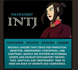 Myers Briggs Type Indicator Mbti — Character portrait labeled INTJ with strategic thinking and leadership traits.