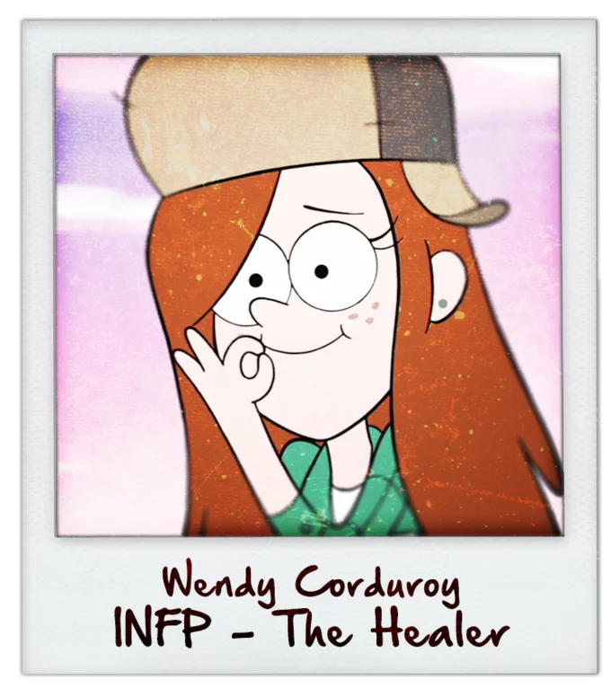Myers Briggs Type Indicator Mbti — Wendy Corduroy Polaroid-style frame labeled INFP personality type.