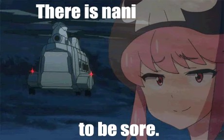 Crossover meme with Nonon and character on rainbow background with 'NANI SORE ??' speech bubble.