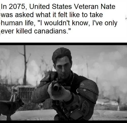 Nate The Rake — Fallout 4 Nate meme about killing Canadians