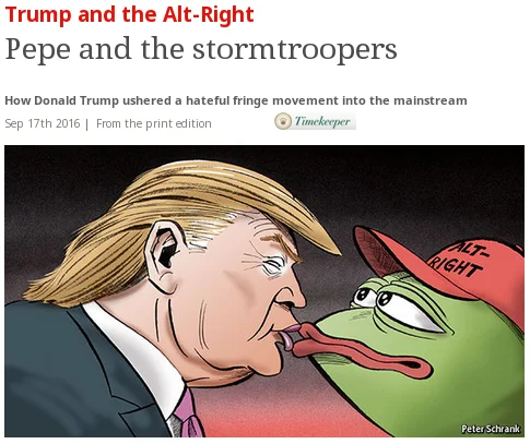 Nazi Pepe Controversy — The Deplorables parody movie poster with Trump, Pepe the Frog, and alt-right figures posed as action heroes.
