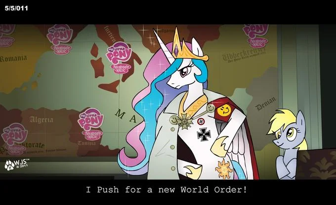 Nazi Ponies — Vintage white My Little Pony giving a Nazi salute with swastika armband