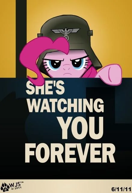 Nazi Ponies — Rarity wearing a Nazi officer cap with a swastika banner beside her
