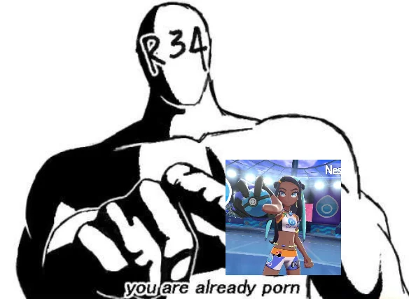 Rule 34 pointing meme with Nessa captioned 'you are already porn'