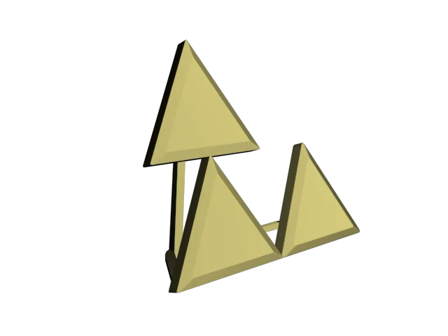 Newfags can't Triforce — A 3D rendered Triforce symbol in pale golden yellow against a black background, showing the iconic three-triangle formation.