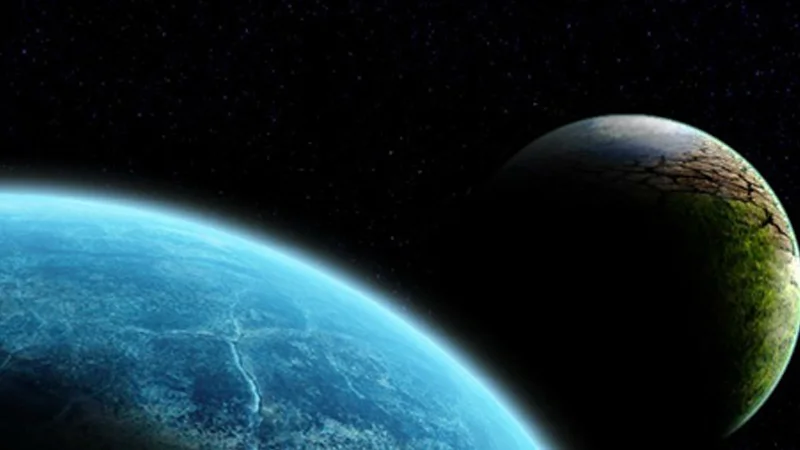 Nibiru Collision Scenario — Earth and rogue planet Nibiru approaching in space
