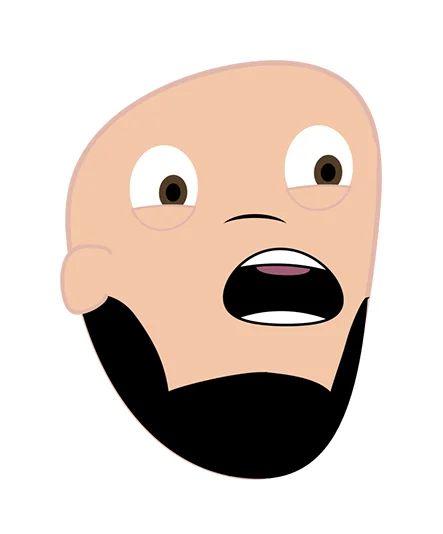 Bald bearded variant of Nice Maymay Man with worried expression