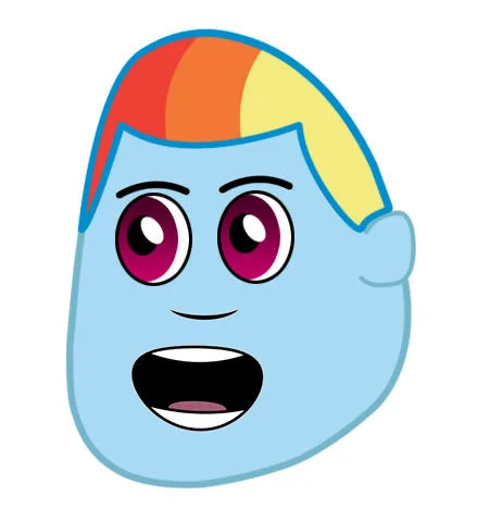 Rainbow Dash recolor of Nice Maymay Man with blue skin and rainbow mane