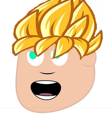 Super Saiyan variant of Nice Maymay Man with spiky yellow hair and green eyes
