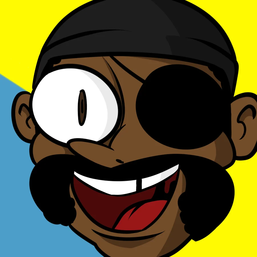NISLT cartoon logo showing a grinning man with a black beanie, eye patch and mustache on a yellow and blue background