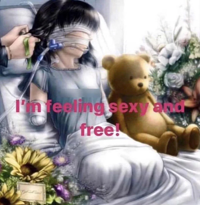 No Arms No Legs Anime Girl In Hospital — Hospital anime girl image captioned 'I'm feeling sexy and free!'