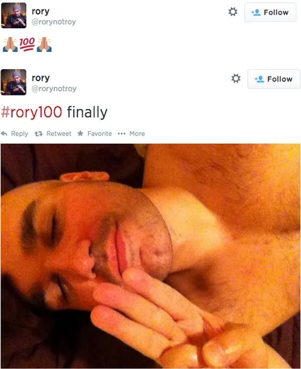 No Fap September — Tweet by @rorynotroy announcing a 100-day no-cum challenge starting April 5th