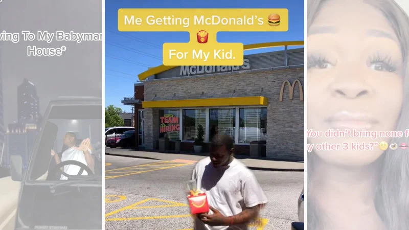 No Mcdonalds For Your Baby Mamas Other Three Kids — Multi-panel meme collage featuring McDonald's storefront with text overlays about getting McDonald's for