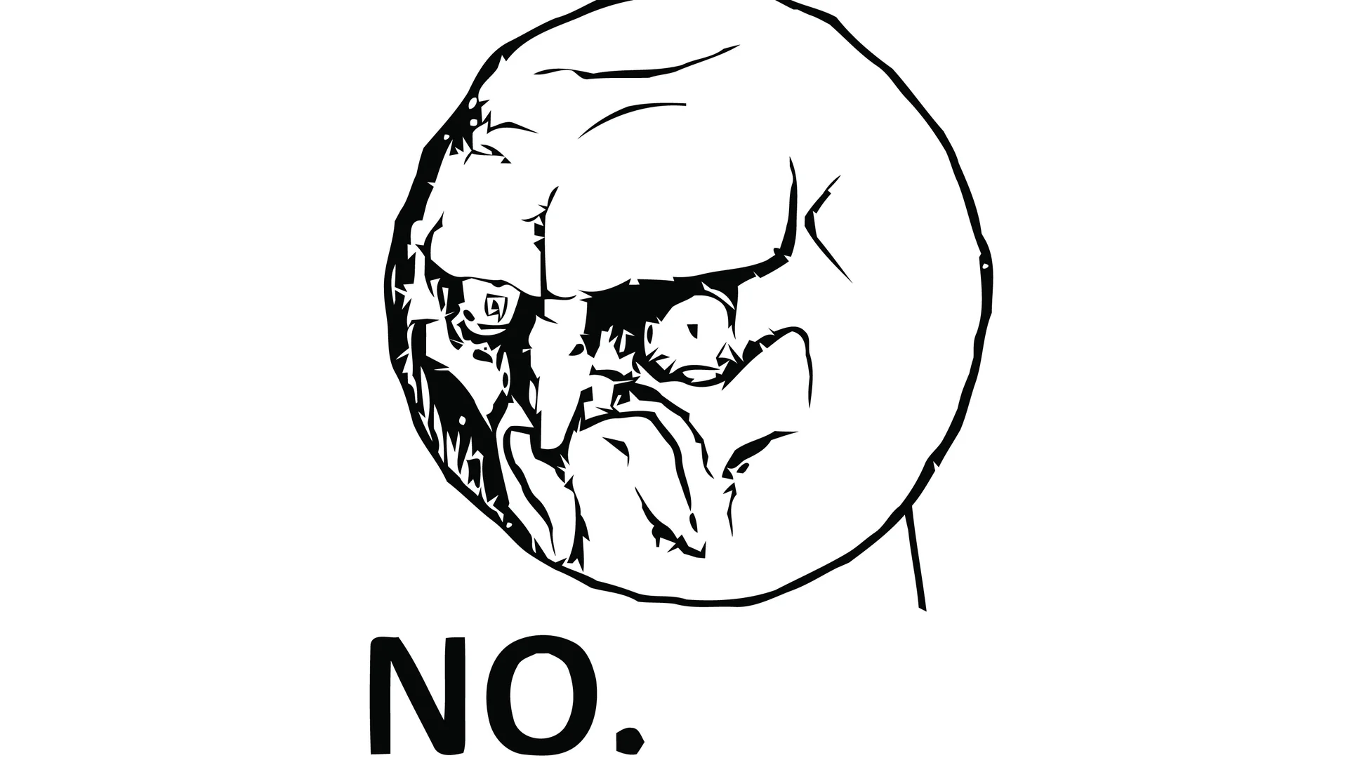 NO. Rage Face — Black and white No Rage Face rage comic character with the word NO underneath