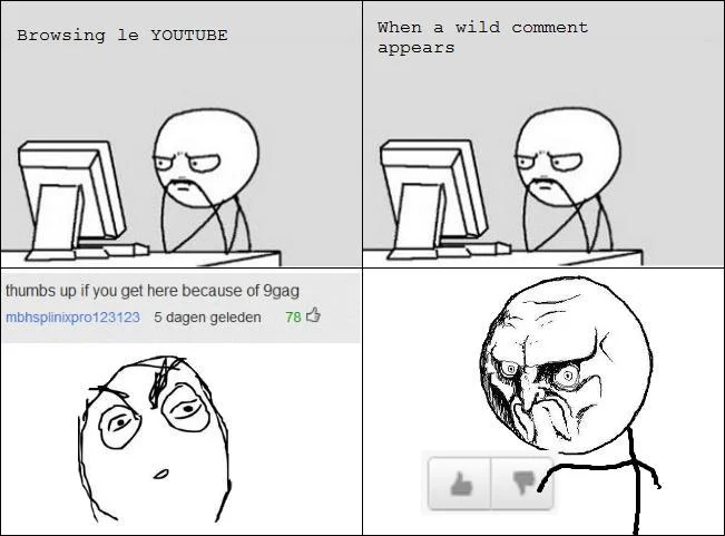 NO. Rage Face — Four-panel rage comic about YouTube comments ending with the No Rage Face