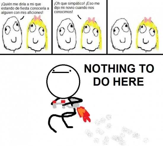 Spanish rage comic ending with Jet Pack Guy flying away saying Nothing to do here