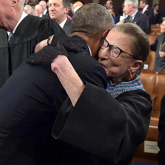 Notorious R.B.G. — Ruth Bader Ginsburg hugging President Barack Obama at the State of the Union