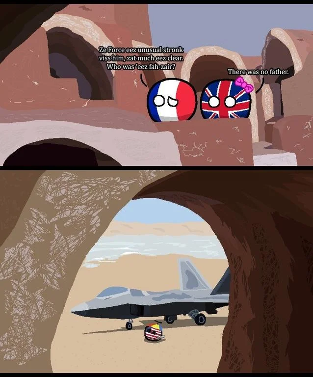 Now This Is Podracing — Polandball comic parodying the Qui-Gon Anakin scene with USA countryball and F-22 jet
