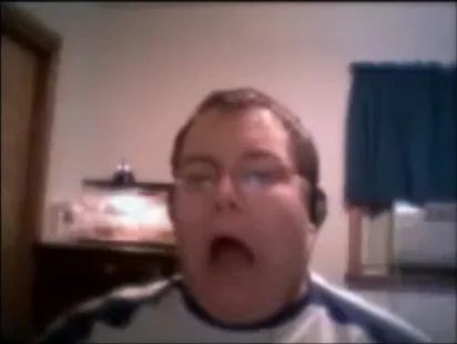Original Numa Numa character seated at computer from 2004 viral video with no added text.