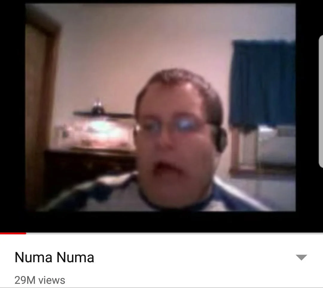 YouTube page screenshot of original Numa Numa viral video with 29 million views displayed.