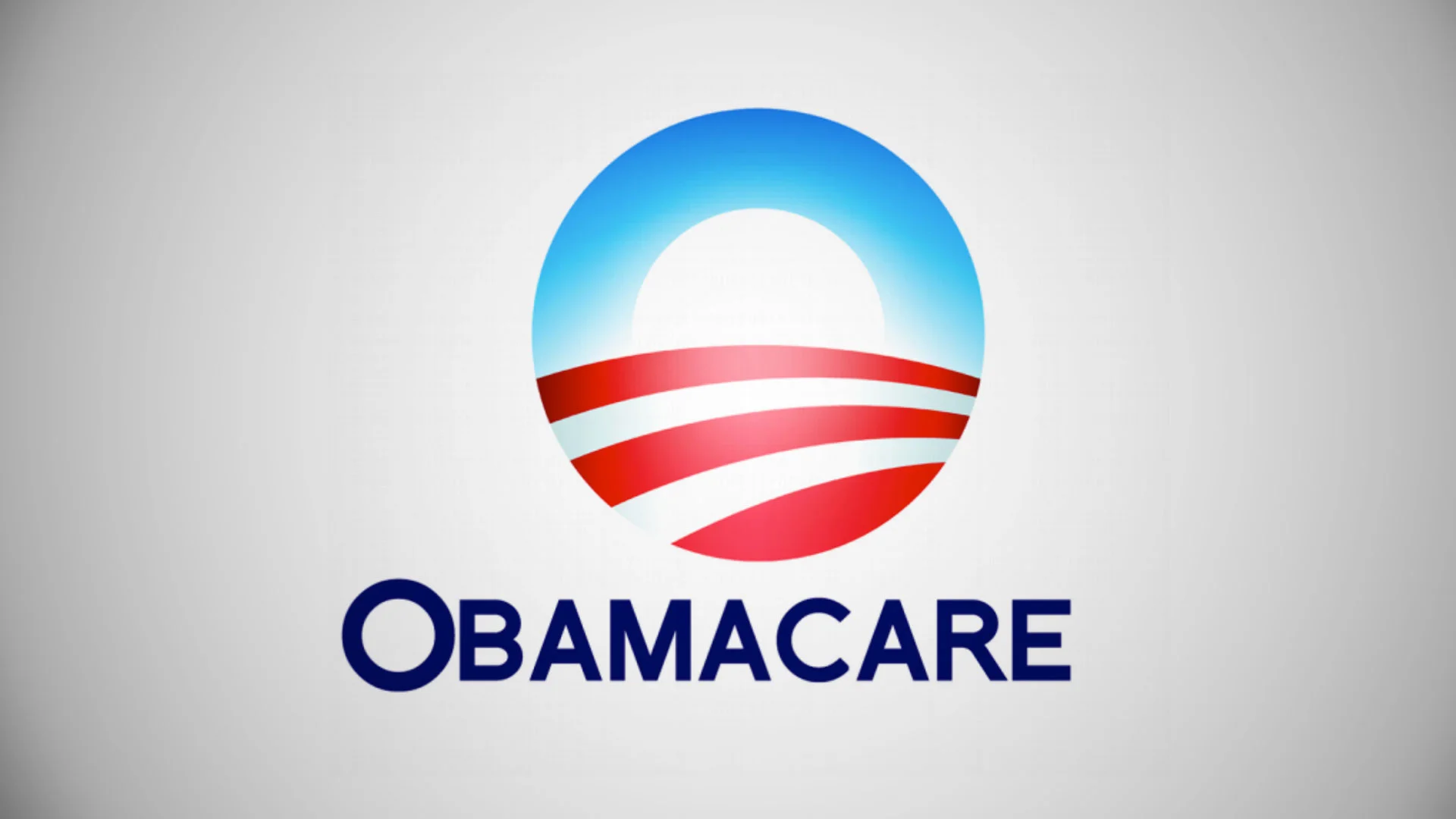 Obama campaign O logo above the word Obamacare in navy blue